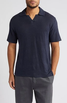 Officine Générale Simon Linen Knit Polo Night Sky at Nordstrom,