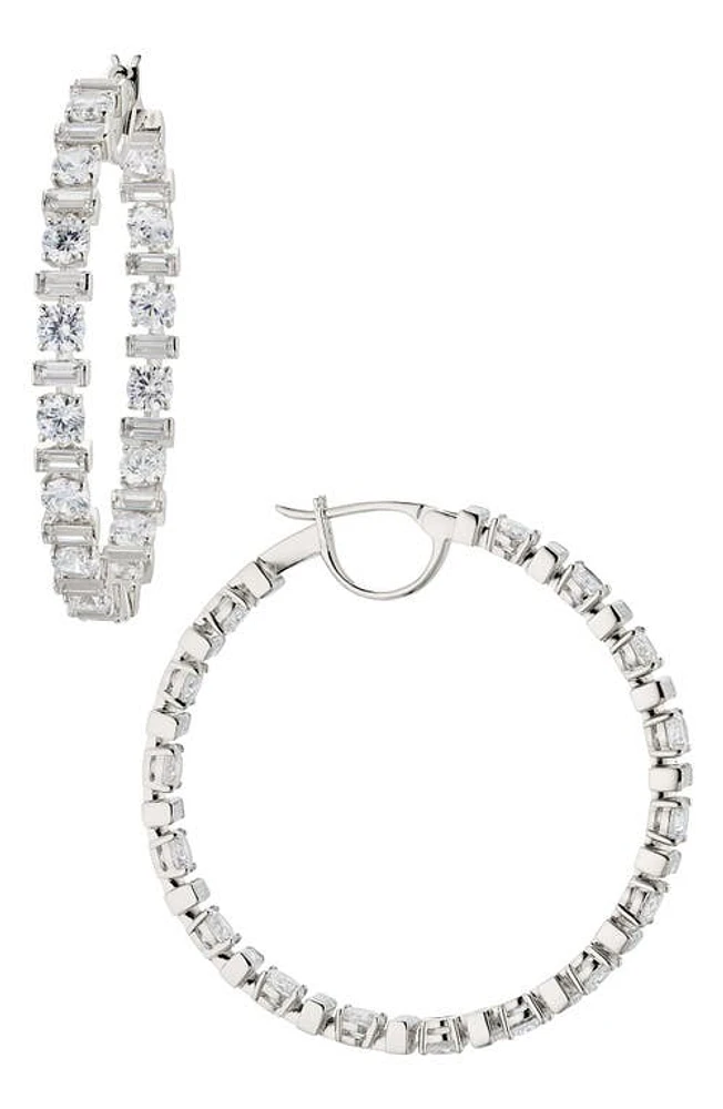 Nadri Gwen Cubic Zirconia Hoop Earrings in Rhodium at Nordstrom