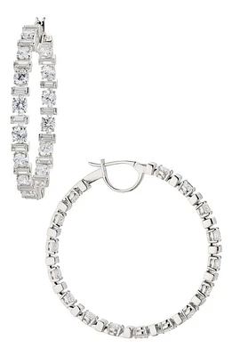 Nadri Gwen Cubic Zirconia Hoop Earrings in Rhodium at Nordstrom