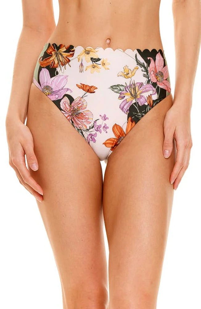 Agua Bendita Penelope Vitreo High Waist Bikini Bottoms in White Multicolor at Nordstrom, Size Large