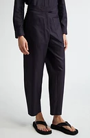 PARTOW Crosby Cotton Jacquard Crop Pants Black at Nordstrom,