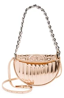 Tory Burch Mini Fleming Soft Metallic Crescent Shoulder Bag in Rose Gold at Nordstrom