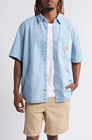 Carhartt Work Progress Ody Short Sleeve Denim Button-Up Shirt Blue Stone Bleached at Nordstrom,