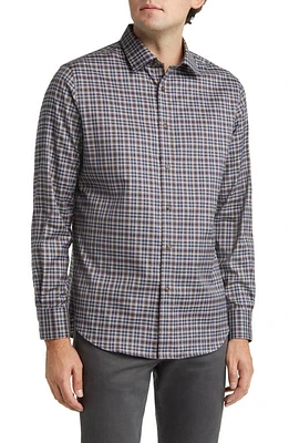 Bugatchi Julian Shaped Fit Plaid Button-Up Shirt Chestnut at Nordstrom,