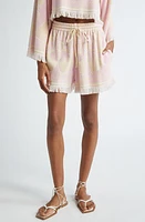 Zimmermann Pop Floral Cotton Terry Cloth Shorts Pink/Cream at Nordstrom,