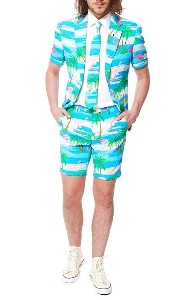 OppoSuits Flaminguy - Summer' Trim Fit Two-Piece Short Suit with Tie Blue at Nordstrom,