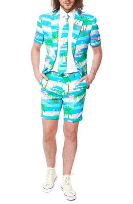 OppoSuits Flaminguy - Summer' Trim Fit Two-Piece Short Suit with Tie Blue at Nordstrom,