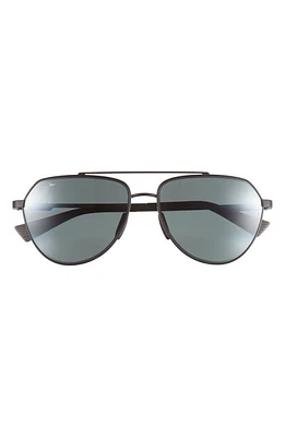 Maui Jim Waiwai 59mm PolarizedPlus2 Aviator Sunglasses in Matte Black W/Grey at Nordstrom