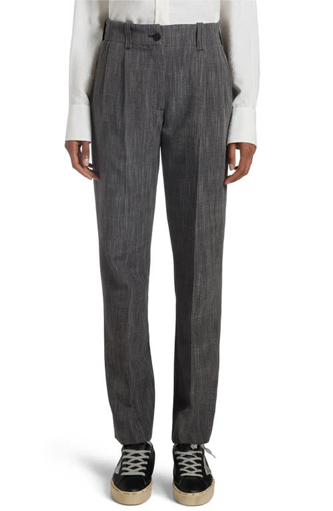 Golden Goose Mélange Tapered Virgin Wool Blend Trousers Grey/White at Nordstrom, Us