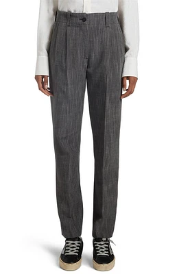 Golden Goose Mélange Tapered Virgin Wool Blend Trousers Grey/White at Nordstrom, Us