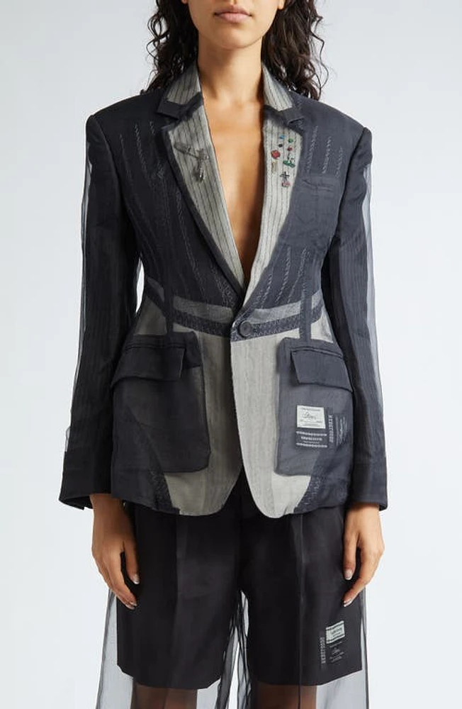 Undercover Layered Silk Organza Blazer in Black at Nordstrom, Size 1