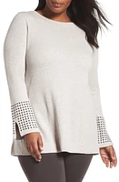 NIC+ZOE Grommet Cuff Top in Frost at Nordstrom, Size 2X