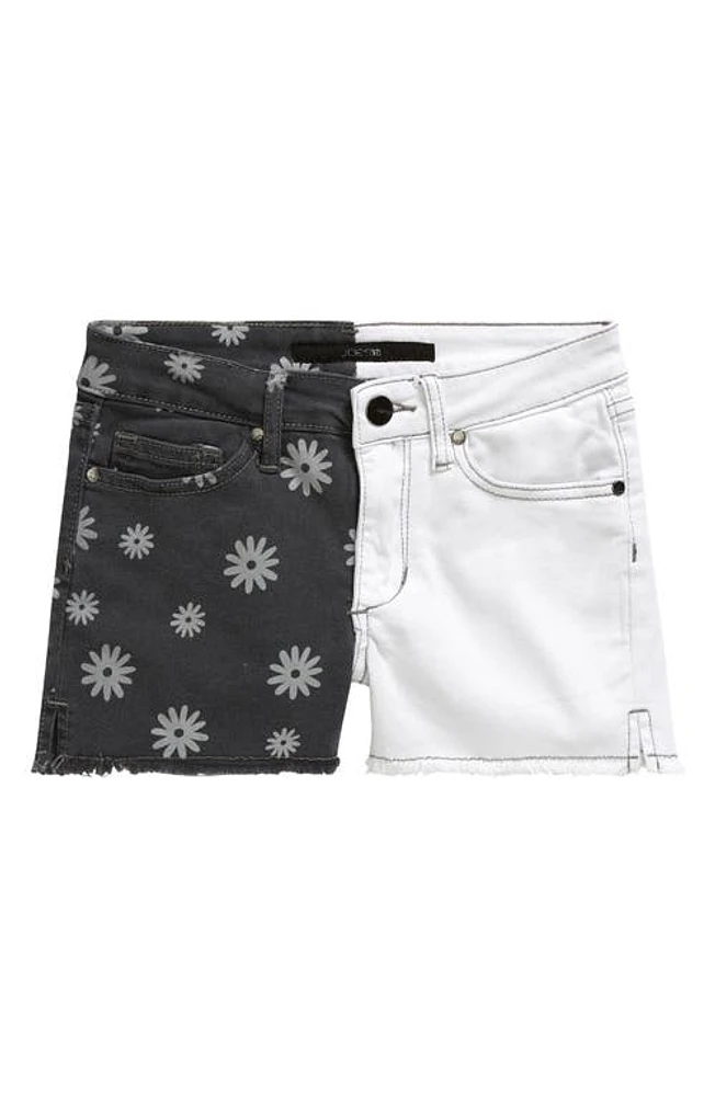 Joe's Kids' Margie Colorblock Fray Denim Shorts Ash Black at Nordstrom,