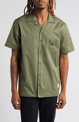 CAT WWR Gabardine Camp Shirt Military Olive at Nordstrom,