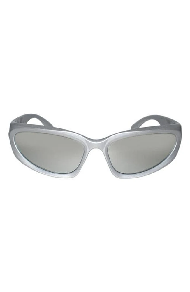 Fifth & Ninth Racer 72mm Polarized Wraparound Sunglasses in Silver/ at Nordstrom