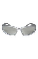 Fifth & Ninth Racer 72mm Polarized Wraparound Sunglasses in Silver/ at Nordstrom