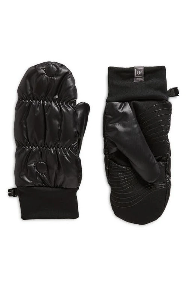 U R All Weather Puffer Flip Mittens Black at Nordstrom,