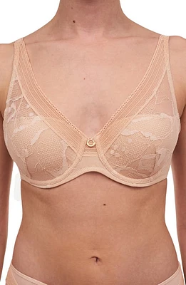 Chantelle Lingerie True Lace Underwire Plunge Bra Beige Blush-1N at Nordstrom,