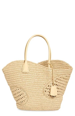 FERRAGAMO Cutout Open Weave Raffia Tote in Straw Naturale at Nordstrom