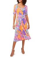 Chaus Elbow Sleeve Fit & Flare Dress Pink/Orange/Violet at Nordstrom,