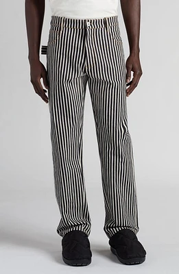 Bottega Veneta Engineer Stripe Straight Leg Cotton Drill Pants Navy/Ecru at Nordstrom, Us