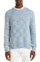 ZEGNA Mélange Silk & Linen Crewneck Sweater in Light Blue at Nordstrom, Size 42 Us