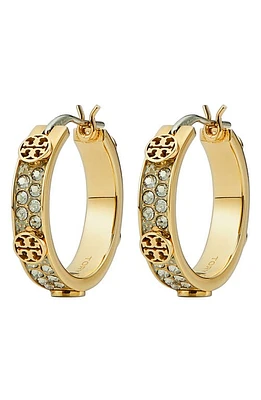 Tory Burch Small Miller Crystal Hoop Earrings in Tory Gold /Crystal at Nordstrom