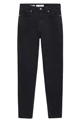 MANGO Crop Skinny Jeans Black Denim at Nordstrom,