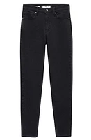 MANGO Crop Skinny Jeans Black Denim at Nordstrom,