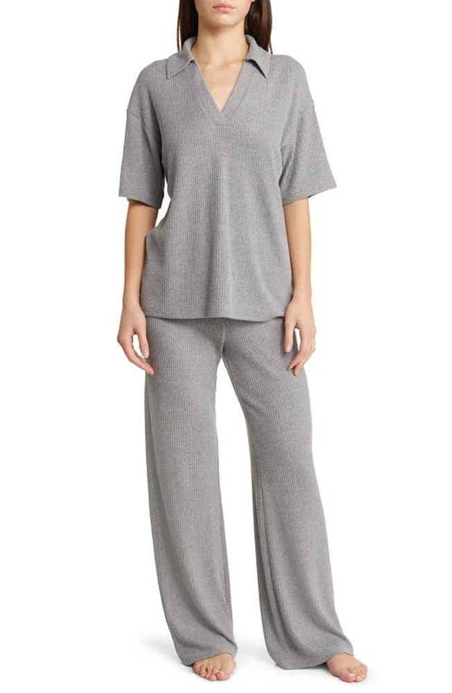 Open Edit Rib Pajamas in Grey Pewter at Nordstrom, Size Small