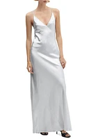 MANGO Metallic Satin Slipdress Silver at Nordstrom,