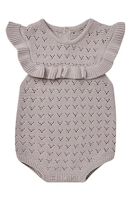 QUINCY MAE Ruffle Organic Cotton Pointelle Romper Lavender at Nordstrom,