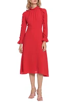 DONNA MORGAN FOR MAGGY Ruffle Long Sleeve A-Line Midi Dress Cherry at Nordstrom,