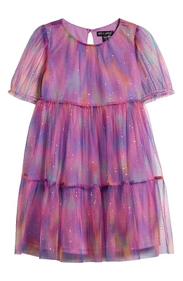 Ava & Yelly Kids' Rainbow Sparkle Tulle Overlay Tiered Party Dress Orchid Multi at Nordstrom,