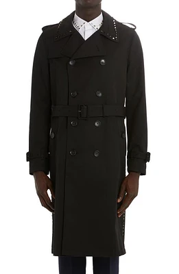 Valentino Garavani Rock Stud Double Breasted Trench Coat in 0No-Nero at Nordstrom, Size 38 Us