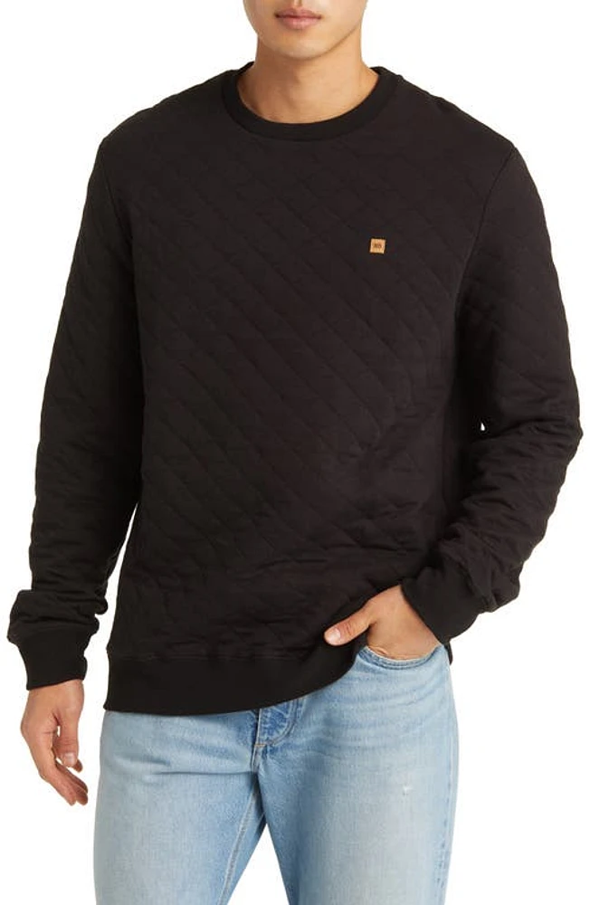 tentree Quilt Double Knit Crewneck Sweatshirt Meteorite Black at Nordstrom,