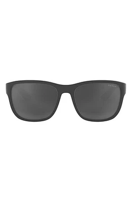 Prada Linea Rossa 59mm Mirrored Square Sunglasses in Grey Rubber at Nordstrom