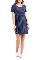 Stripe Maternity/Nursing Dress in Indigo /White at Nordstrom