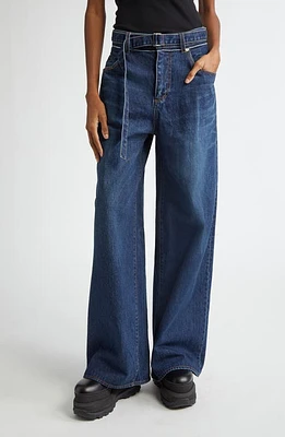 Sacai Belted Wide Leg Jeans at