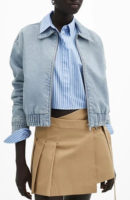 MANGO Denim Bomber Jacket Light Blue at Nordstrom,