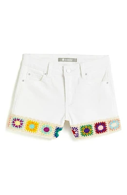 Tractr Kids' Crochet Trim Denim Shorts White at Nordstrom,