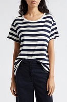 Nili Lotan Brady Stripe Cotton T-Shirt Dark Navy at Nordstrom,