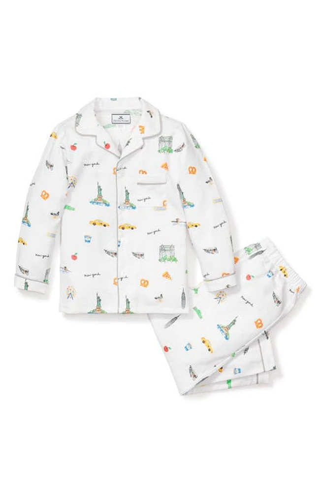 Petite Plume Kids' New York Two-Piece Pajamas White at Nordstrom,