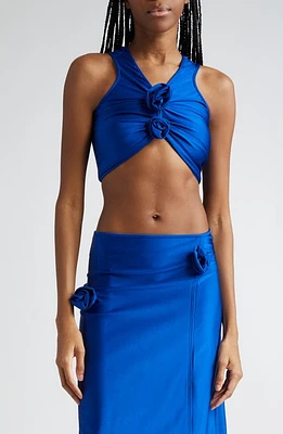 Coperni Rosette Racerback Stretch Jersey Crop Top at Nordstrom,