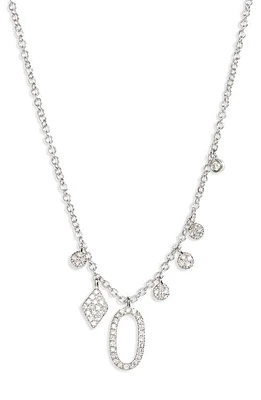 Meira T Diamond Charm Necklace in White Gold at Nordstrom, Size 18