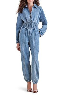 Steve Madden Coya Long Sleeve Denim Jumpsuit Light Blue at Nordstrom,