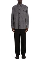 Bottega Veneta Flannel Print Lambskin Leather Shirt Jacket 1307 Charcoal Melange at Nordstrom, Us