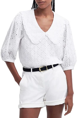 Barbour Kelley Eyelet Cotton Top White at Nordstrom, Us