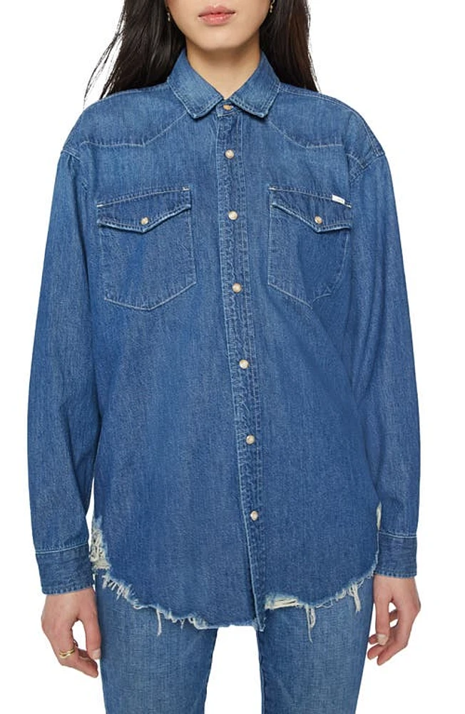 MOTHER The Western Cotton Denim Overshirt Dopenhagen at Nordstrom,