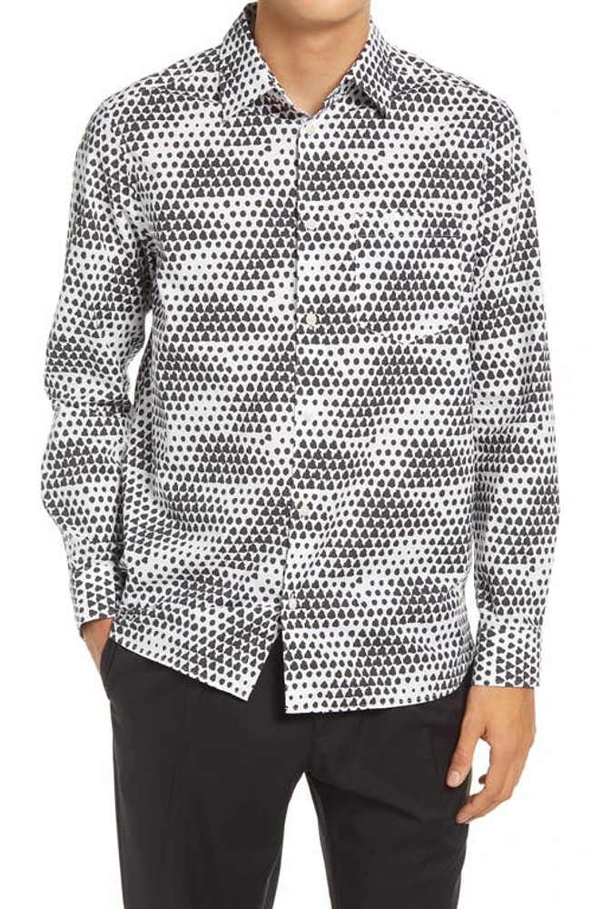 Ted Baker London Hudson Geo Tile Long Sleeve Button-Up Shirt in White at Nordstrom, Size 4